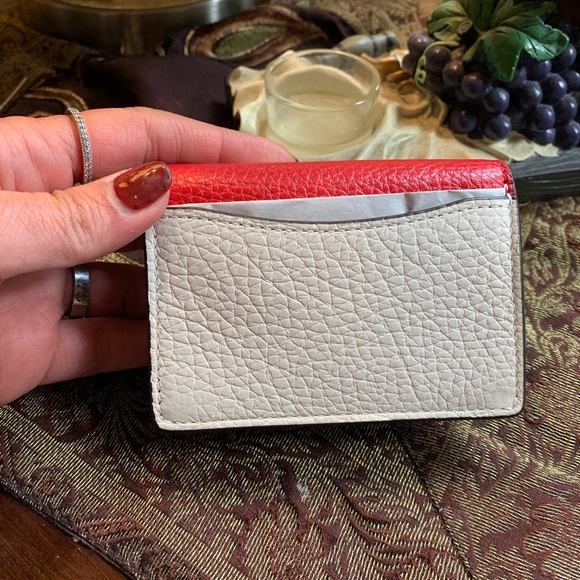 SOLD⛔️Authentic COACH Pebbled leather Colorblock flap snap card case - Picture 4 of 8